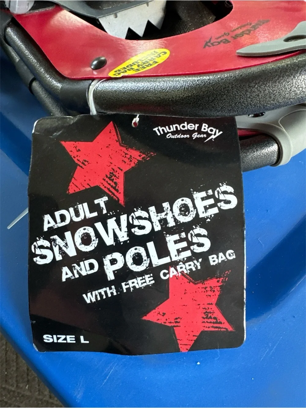 NWT Unisex Thunder Bay Red & Black Snowshoes complete with bag and poles.
